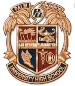 A gold and blue emblem with palm treesDescription automatically generated